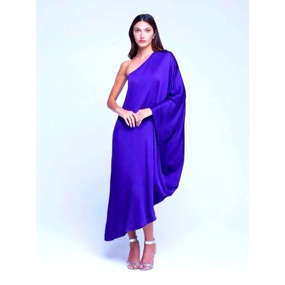 L’Agence Selena one shoulder maxi dress, NWT XS assimetrical deep violet blue